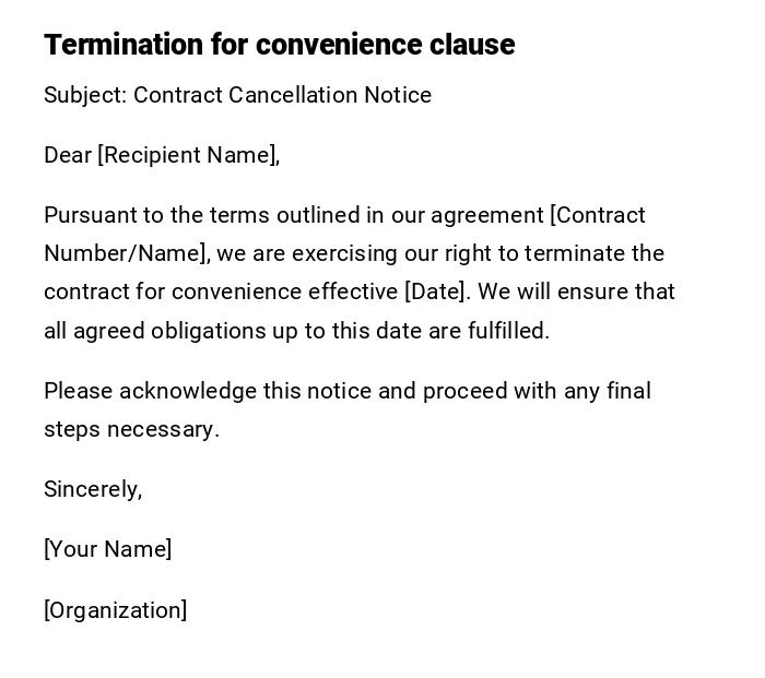 Termination for convenience clause