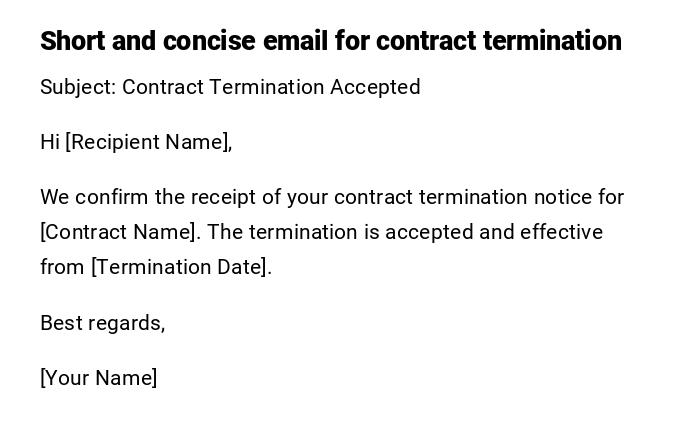 Short and concise email for contract termination
