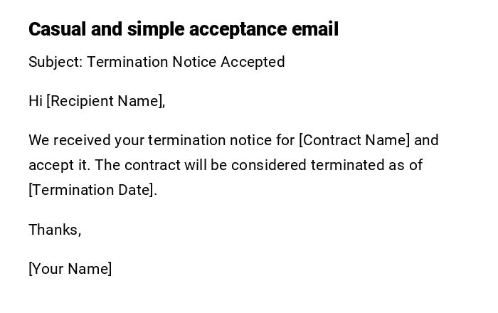 Casual and simple acceptance email