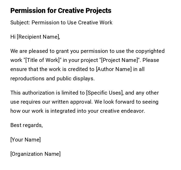 Permission for Creative Projects