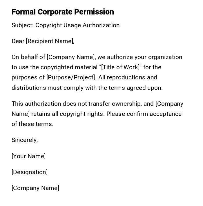 Formal Corporate Permission