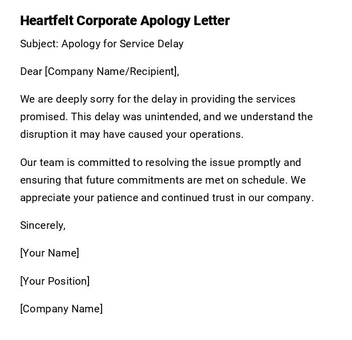 Heartfelt Corporate Apology Letter