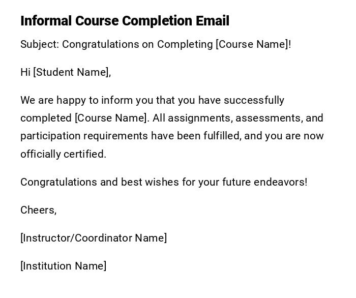 Informal Course Completion Email
