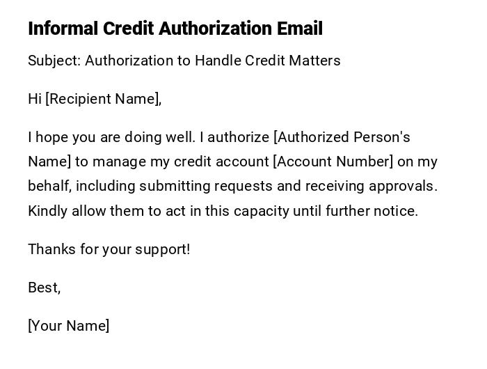 Informal Credit Authorization Email