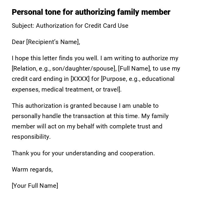 Personal tone for authorizing family member