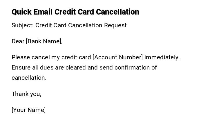 Quick Email Credit Card Cancellation