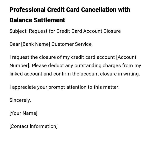 Professional Credit Card Cancellation with Balance Settlement
