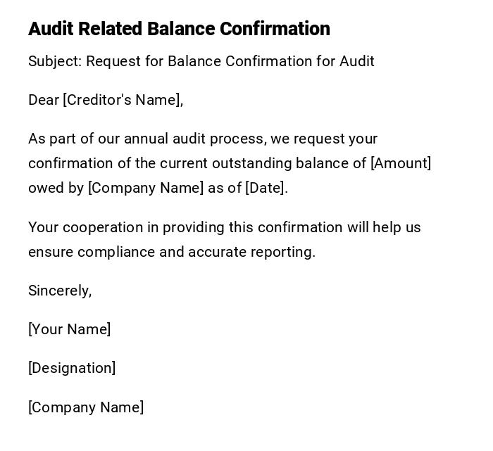 Audit Related Balance Confirmation