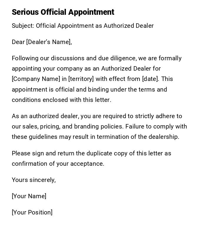 Serious Official Appointment