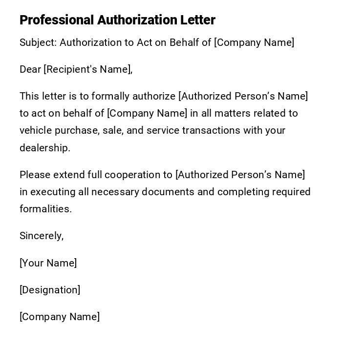 Professional Authorization Letter