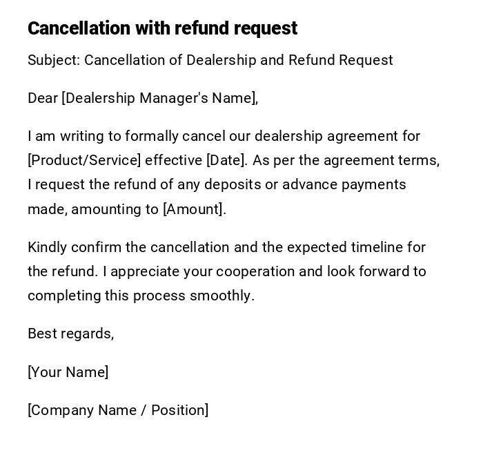 Cancellation with refund request