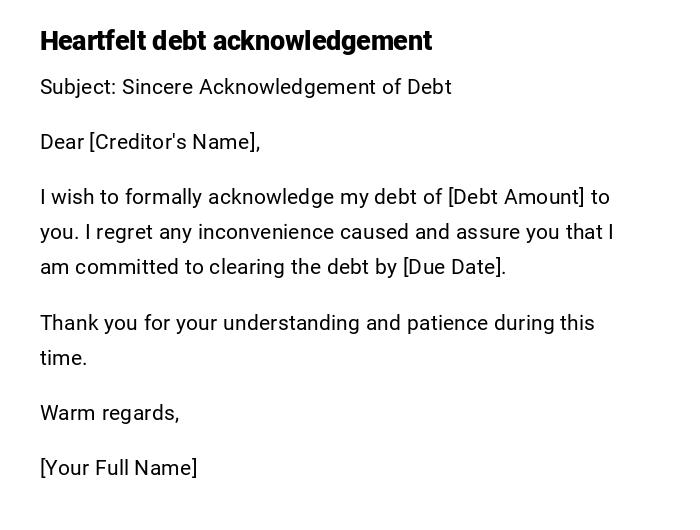Heartfelt debt acknowledgement