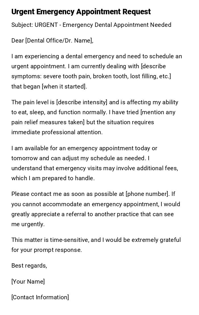 Urgent Emergency Appointment Request