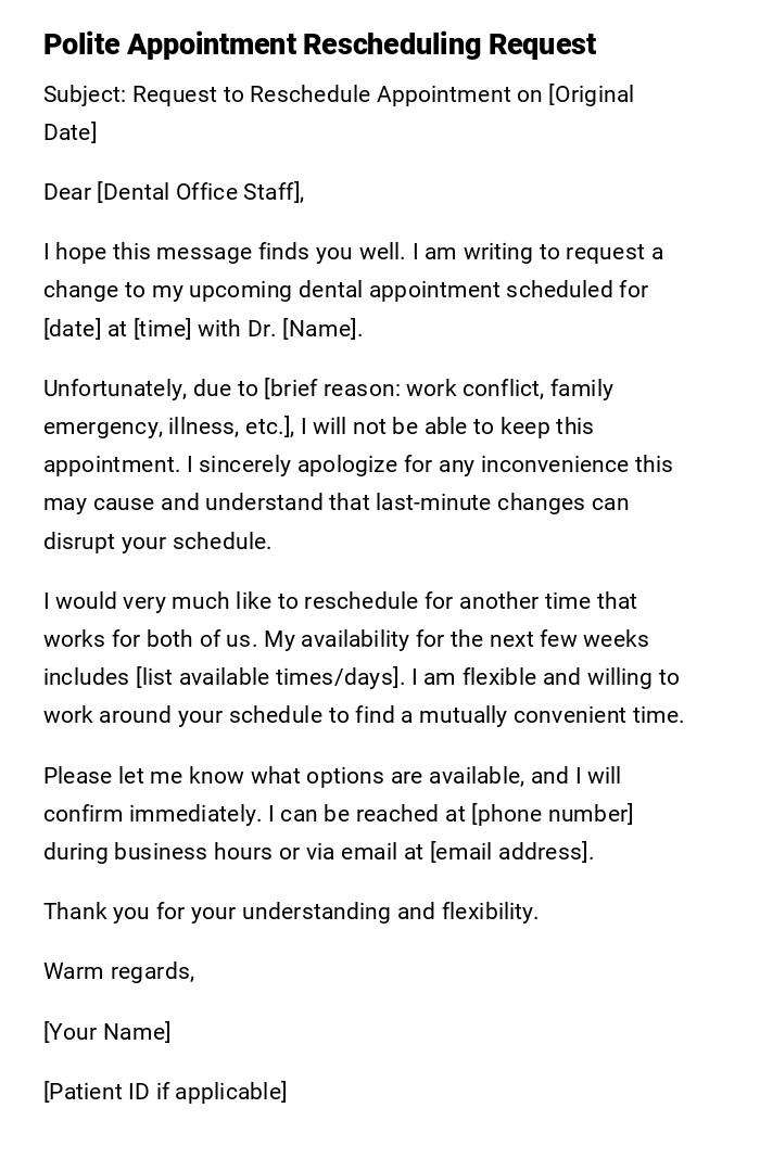 Polite Appointment Rescheduling Request