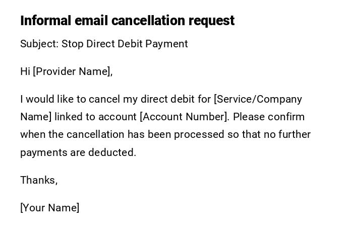 Informal email cancellation request