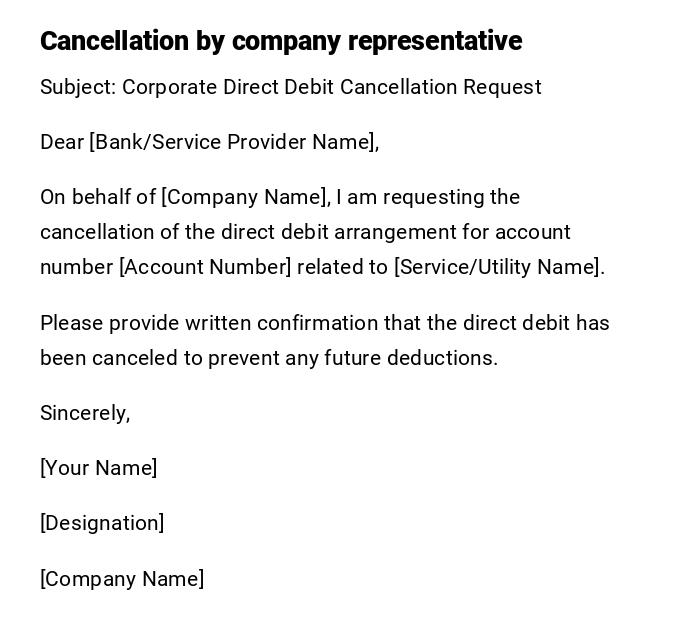 Cancellation by company representative