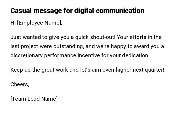 Casual message for digital communication
