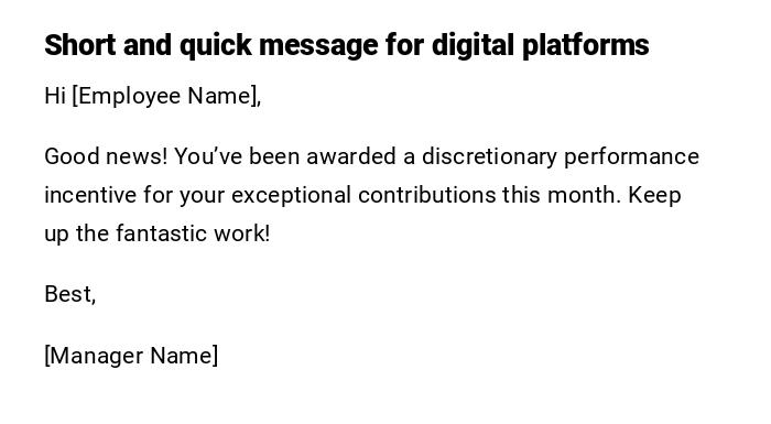 Short and quick message for digital platforms