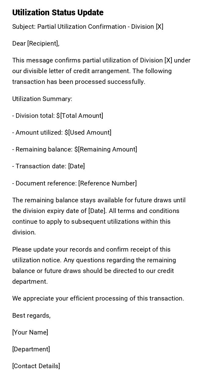 Utilization Status Update