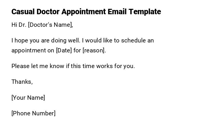 Casual Doctor Appointment Email Template
