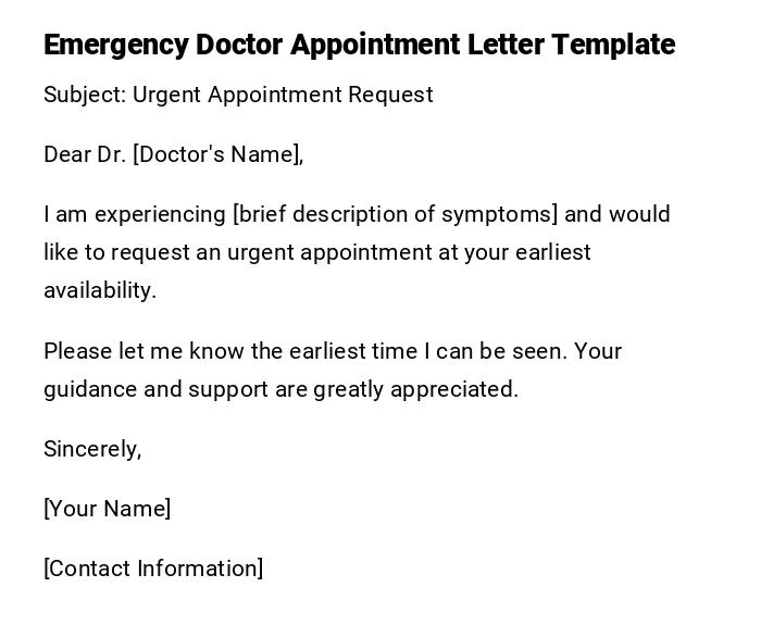 Emergency Doctor Appointment Letter Template