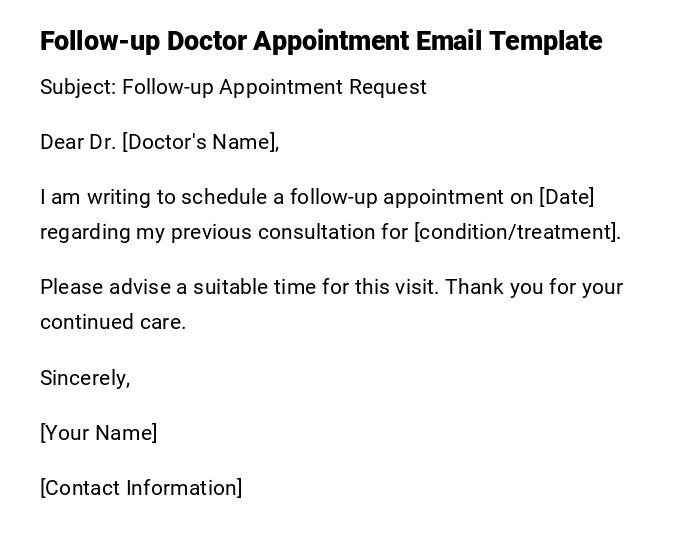 Follow-up Doctor Appointment Email Template