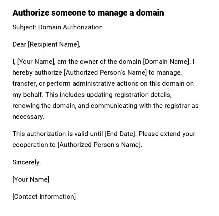 Authorize someone to manage a domain