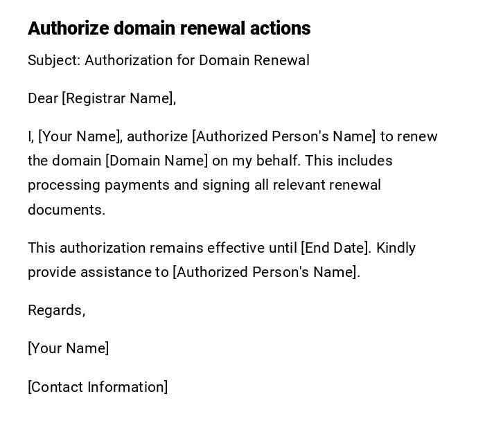 Authorize domain renewal actions