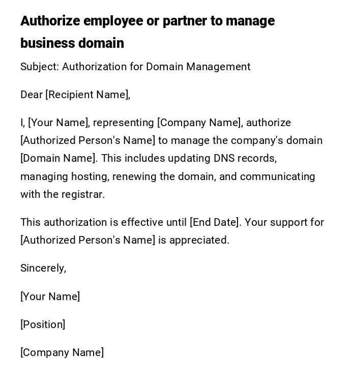 Authorize employee or partner to manage business domain