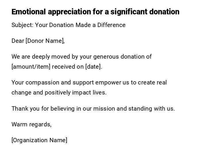 Emotional appreciation for a significant donation