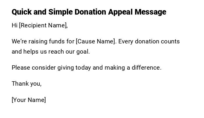 Quick and Simple Donation Appeal Message