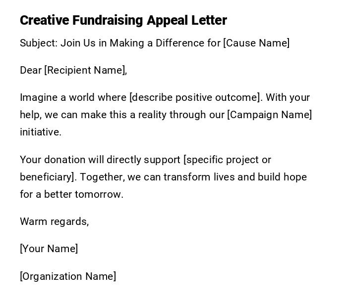 Creative Fundraising Appeal Letter