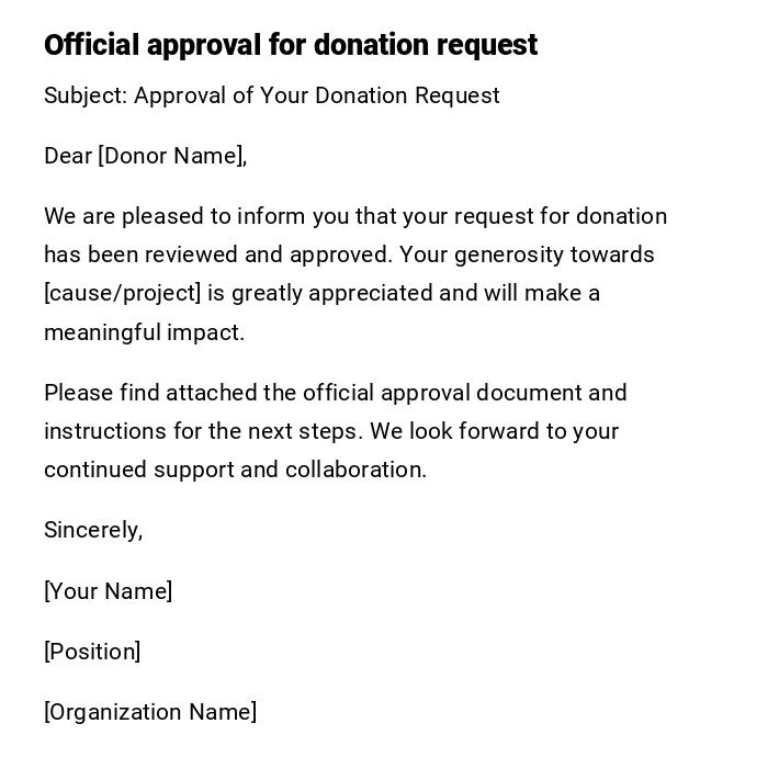 Official approval for donation request Official approval for donation request
