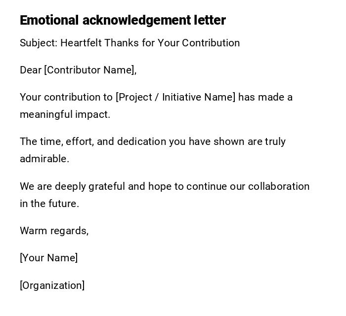 Emotional acknowledgement letter