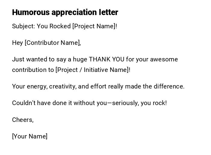 Humorous appreciation letter