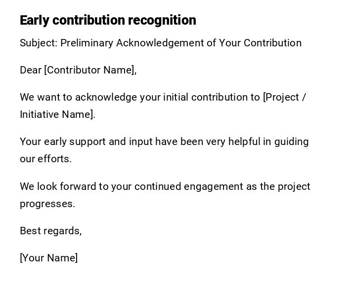 Early contribution recognition