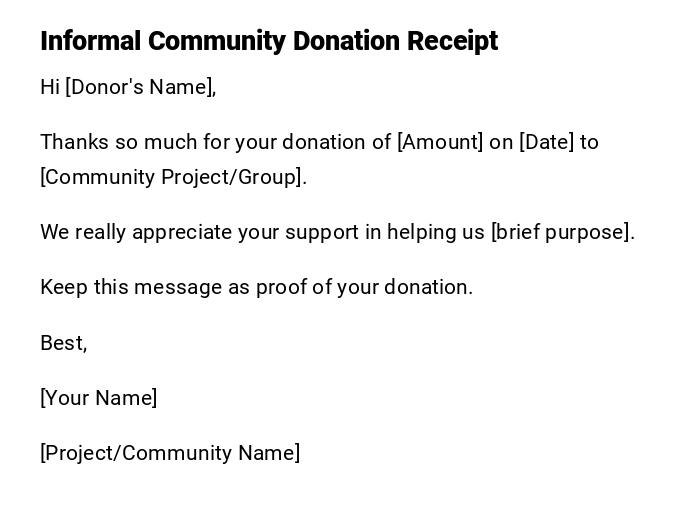 Informal Community Donation Receipt