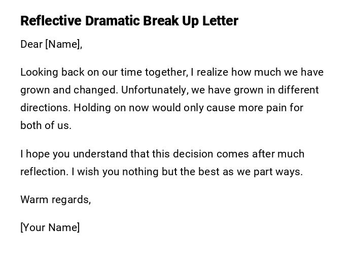 Reflective Dramatic Break Up Letter
