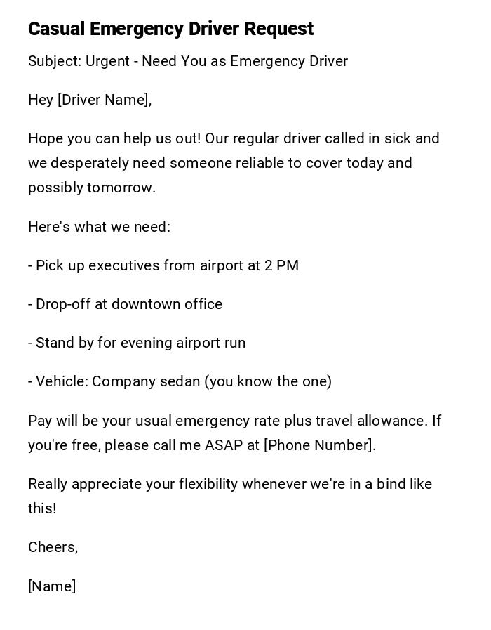Casual Emergency Driver Request