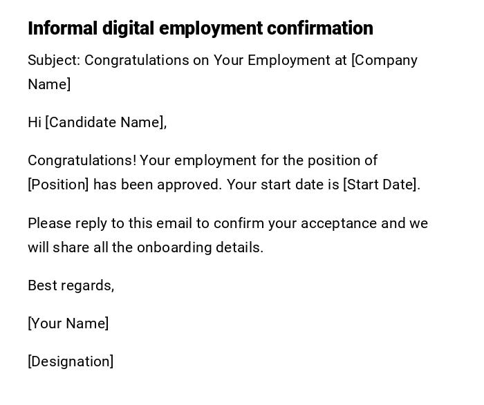 Informal digital employment confirmation