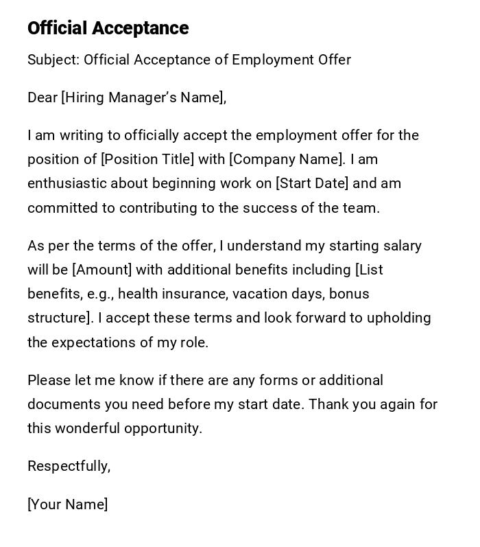 Official Acceptance