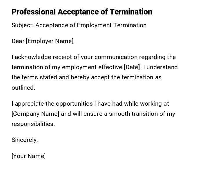 Professional Acceptance of Termination