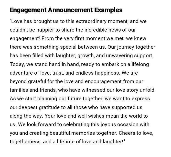 Engagement Announcement Examples