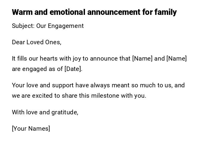 Warm and emotional announcement for family