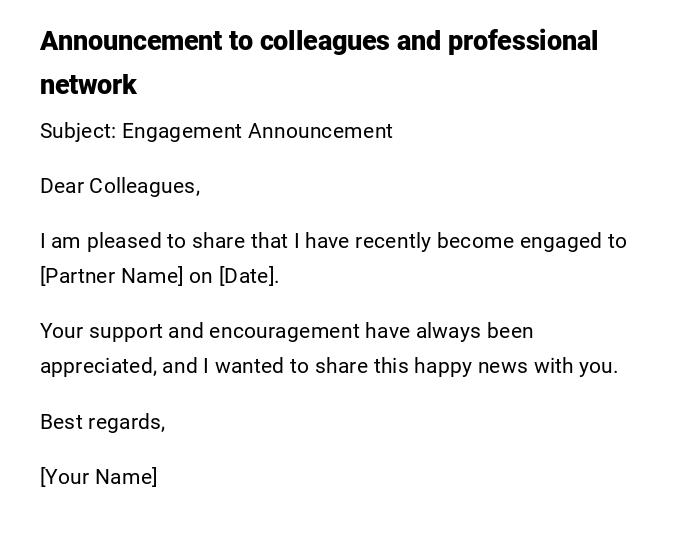 Announcement to colleagues and professional network
