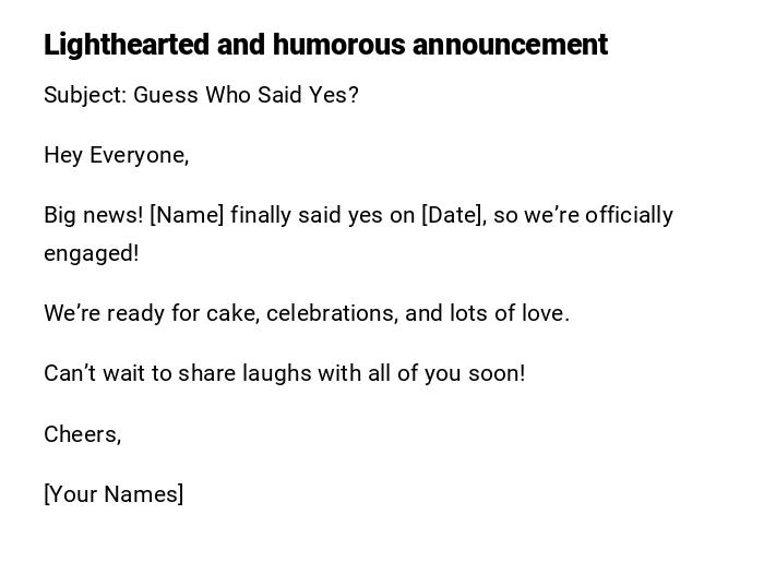 Lighthearted and humorous announcement