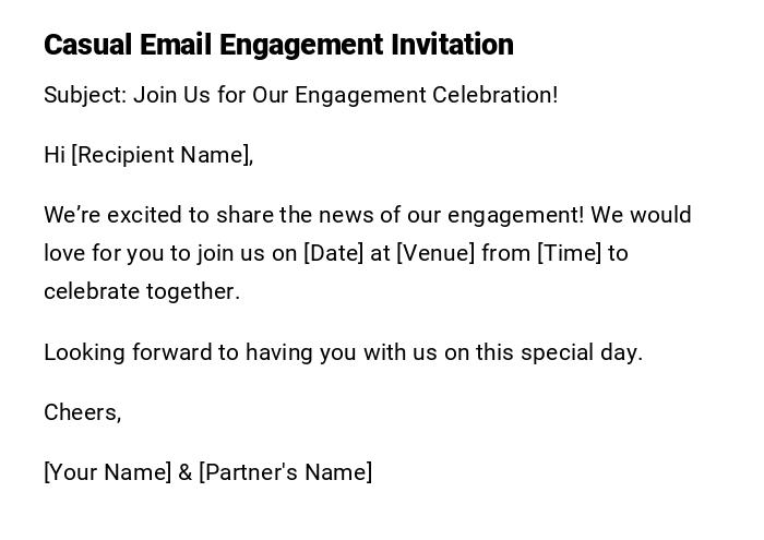 Casual Email Engagement Invitation