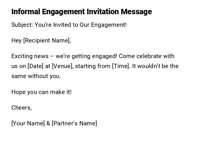 Informal Engagement Invitation Message