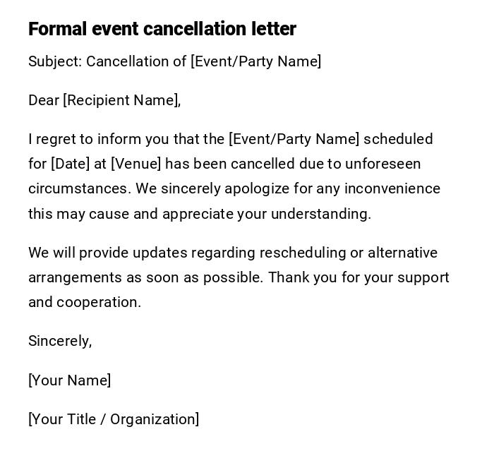 Formal event cancellation letter