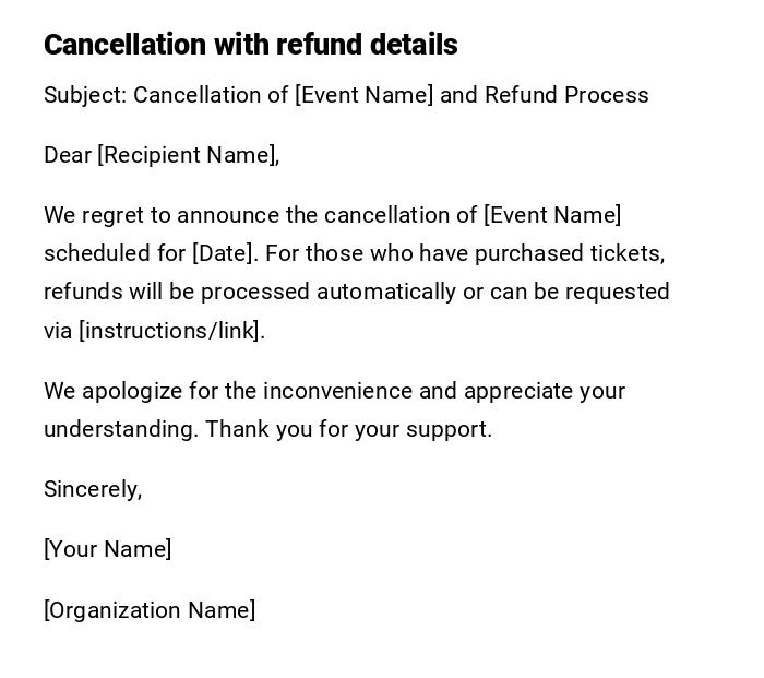 Cancellation with refund details